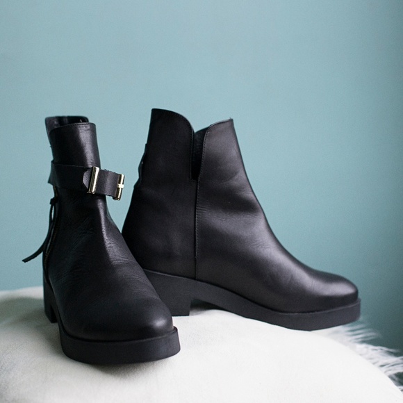Miista Black Leather Ankle Bootie with Zipper - Picture 2 of 7